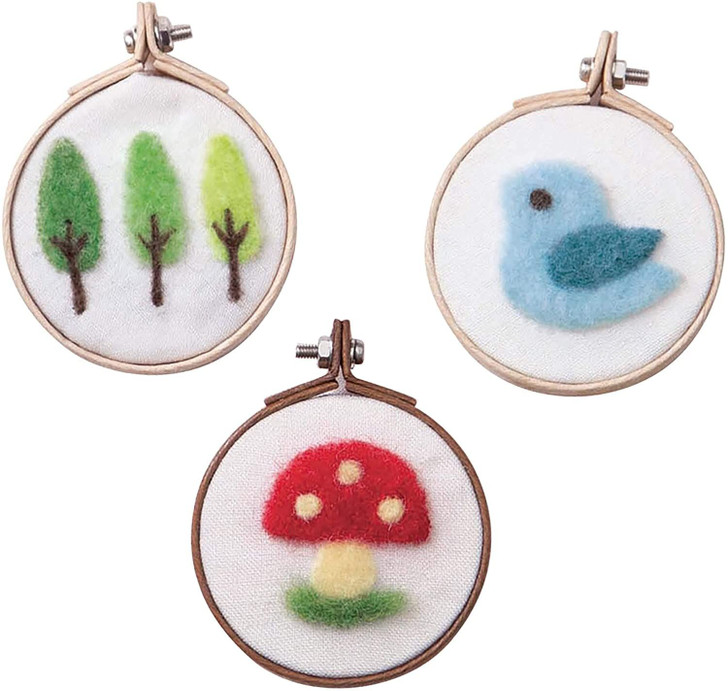 Hamanaka H441-565 Felt Wool Embroidery Bird・Mushroom・Tree  Kit