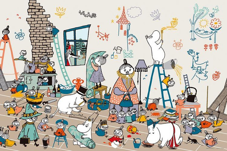 Yanoman Jigsaw Puzzle Moomin Let's build a house (1000 Pieces)