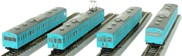 Rokuhan T022-12 JNR Series 103 Sky Blue Low Cab Type 4 Cars Set (Z Scale)