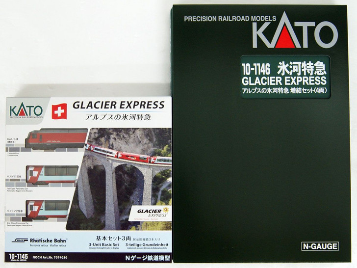 Kato 10-1145 & 10-1146 Swiss Alps Glacier Express 7 Cars Set (N scale)