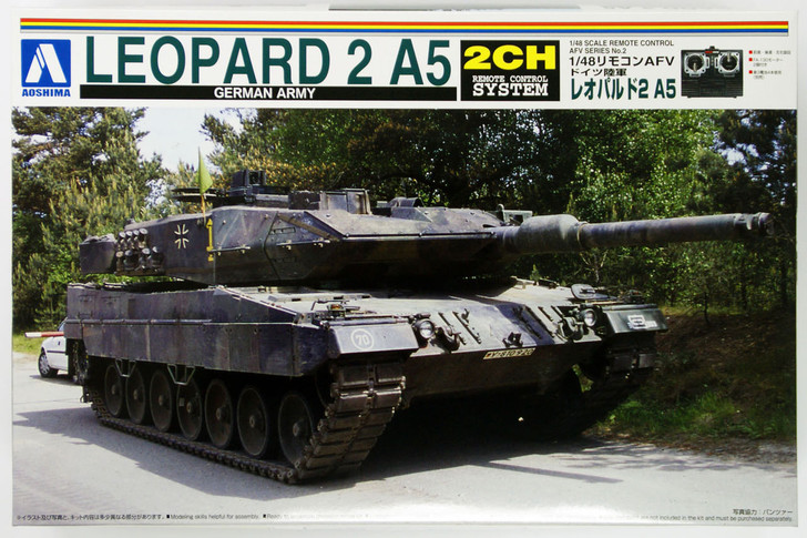 Aoshima 01462 RC AFV Series No. 2 German Army Leopard 2 A5 1/48 Scale Kit