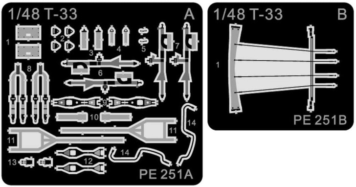 Pit-Road Etching Parts for T-33A Trainer Airplane Plastic Model