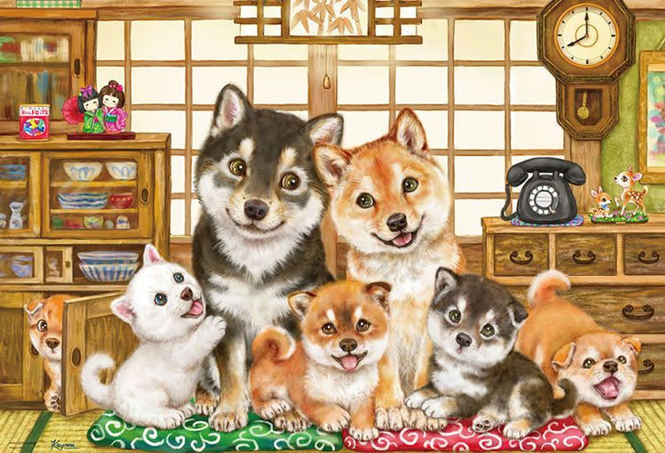 Beverly Jigsaw Puzzle Kayomi Harai Japanese Dog Family Always Together  (1000 Pieces)