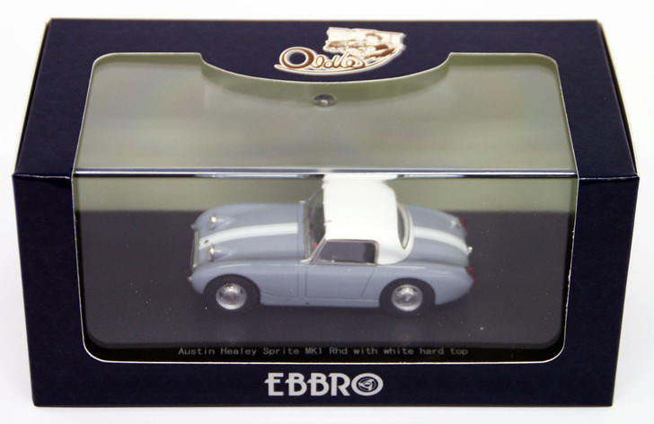 Ebbro 44457 AUSTIN HEALEY Sprite MK1Rhd Gray with white hard top 1/43 Scale (4526175444570)