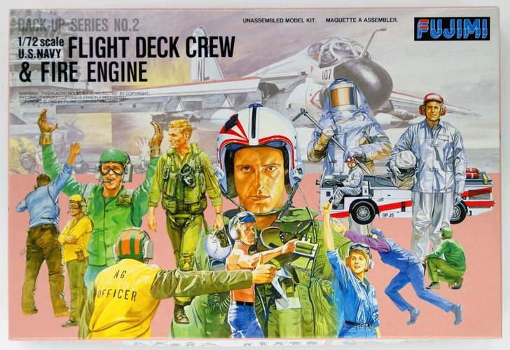 Fujimi Bup02 350028 US Navy Flight Deck Crew & Fire Engine 1/72 Scale Kit