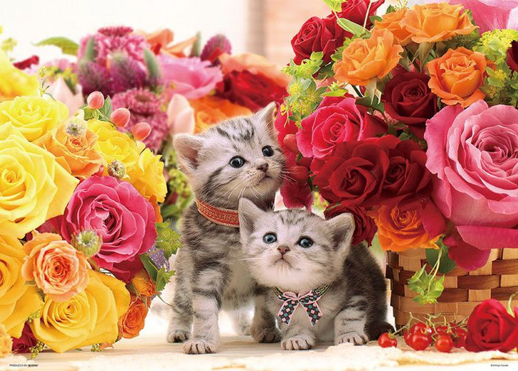 Beverly P66-160 Jigsaw Puzzle Kittens Surrounded by Flowers (600 Pieces)