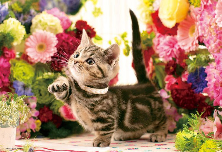 Beverly P33-189 Jigsaw Puzzle Kitten Passing Through Flowers (300 Pieces)