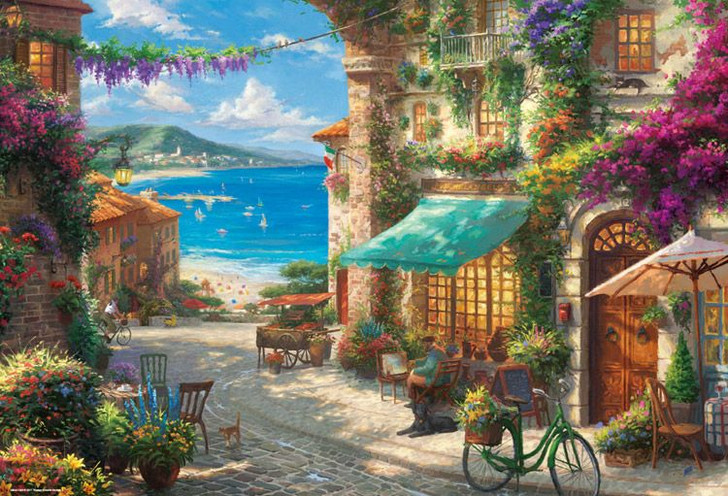Beverly 31-480 Jigsaw Puzzle Thomas Kinkade Italian Cafe in Sicily (1000 Pieces)