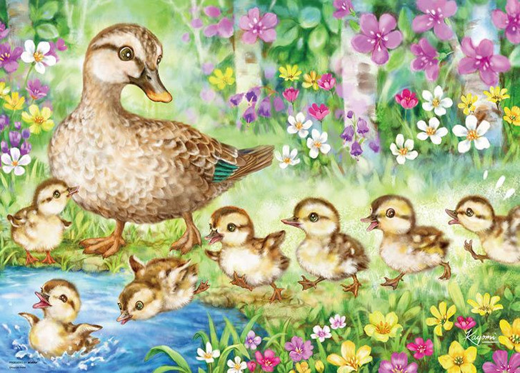 Beverly 66-161 Jigsaw Puzzle Kayomi Harai Mother Ducks and Ducklings Lining Up (600 Pieces)