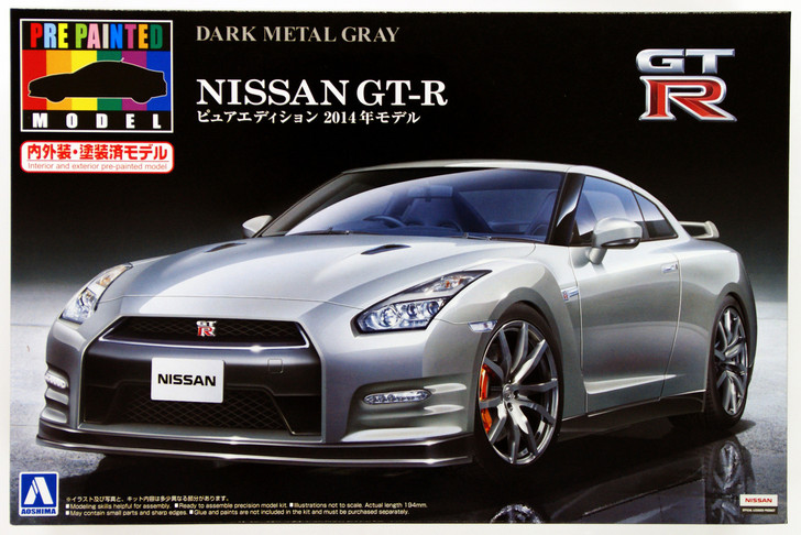 Aoshima 11355 Nissan GT-R (R35) 2014 Dark Metal Gray 1/24 scale kit Pre-painted (4905083011355)