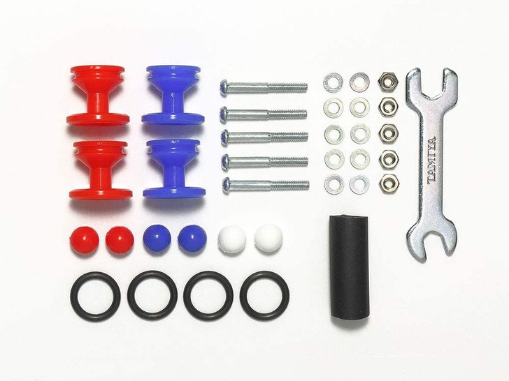 Tamiya Mini 4WD Low Friction Plastic Double Rollers w/ Rubber Rings (Red & Blue/ 13-12mm)