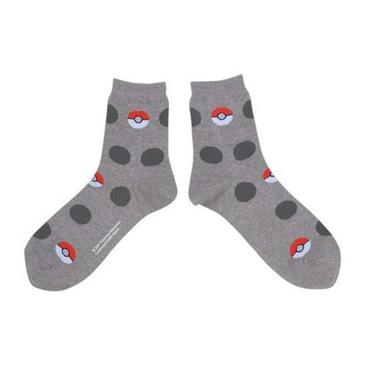 Pokemon Center Original Middle Socks Poke Ball Dot Gray (25-27cm)