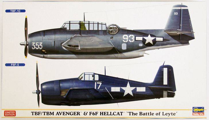 Hasegawa 02162 TBF/TBM Avenger & F6F Hellcat The Battle of Leyte 1/72 Scale Kit (4967834021624)