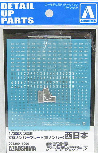 Aoshima 05200 Number Plate West Japan for Decoration Truck 1/32 Scale (4905083005200)