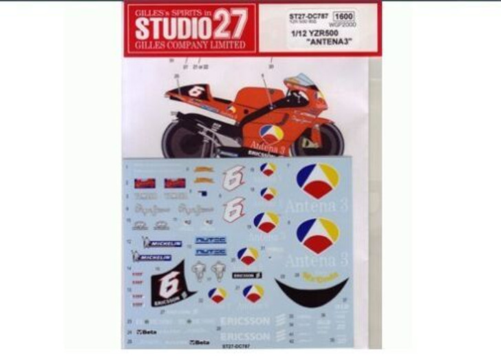 Studio27 1/12 Yamaha YZR500 ANTENA3 WGP 2000 Decal