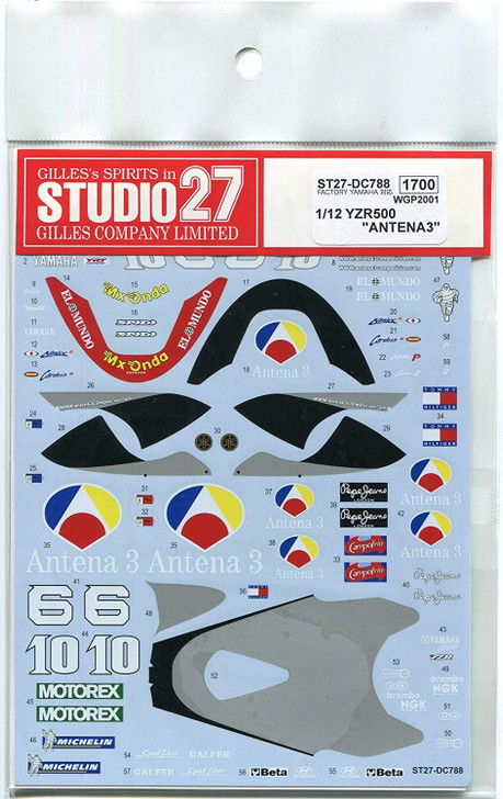 Studio27 1/12 Yamaha YZR500 #6/10 WGP 2001 Decal
