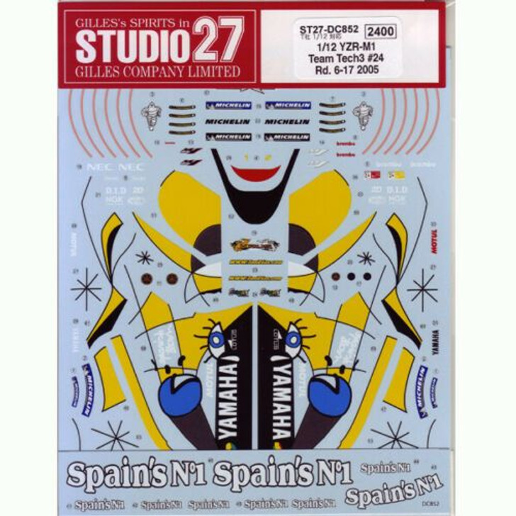 Studio27 1/12 Yamaha YZR-M1 Tech3 #24 2005 Decal