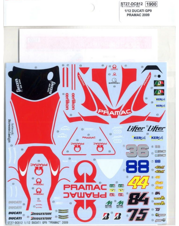 Studio27 1/12 Ducati Moto GP 2009 GP9 Pramac Racing Decal