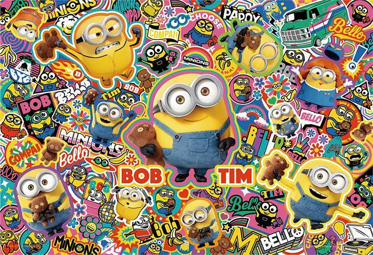 Yanoman YAM-03-921 Jigsaw Puzzle Minions Bob & Tim Crammed Patches Collection (300 Pieces)