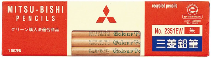 Mitsubishi Pencil Red (Vermilion) Round Body Pencil 2351EW (1 Dozen)