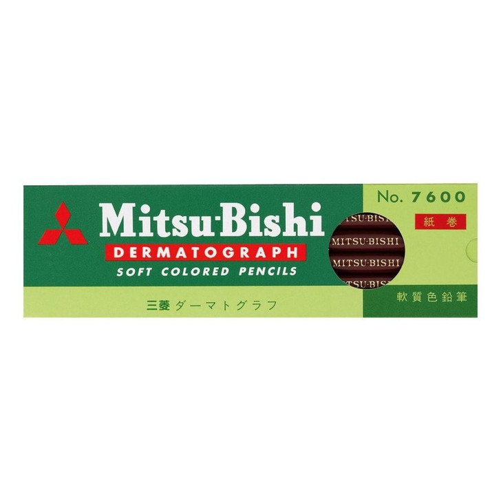 Mitsubishi Pencil Dermatograph Soft Colored Pencil 7600 Brown (1 Dozen)