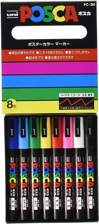 Mitsubishi Pencil uni POSCA Fine round core 8 color set