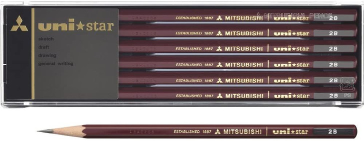 Mitsubishi Pencil uni star Hexagonal Body Pencil 2B (1 Dozen)