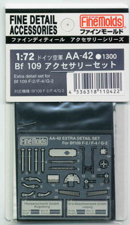 Fine Molds AA43 Extra detail set for Bf 109 G-4/G-6/G10/K 1/72 Scale Kit