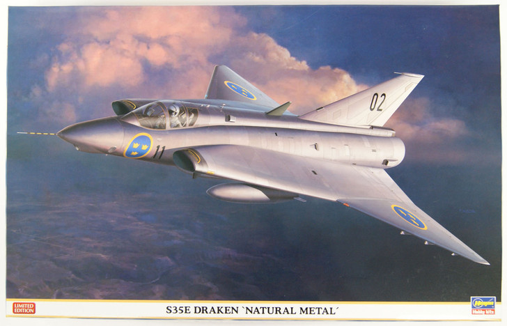 Hasegawa 07407 S35E Draken Natural Metal 1/48 Scale Kit (4967834074071)