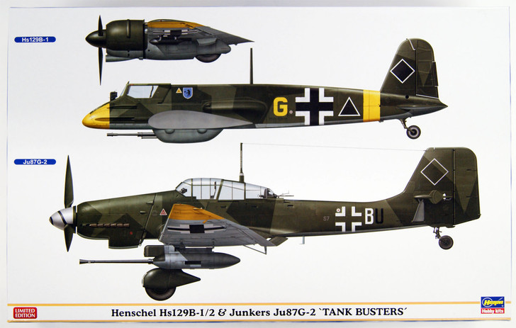 Hasegawa 07409 Henschel Hs129B-1/2 & Junkers Ju87G-2 Tank Busters 1/48 Scale Kit (4967834074095)