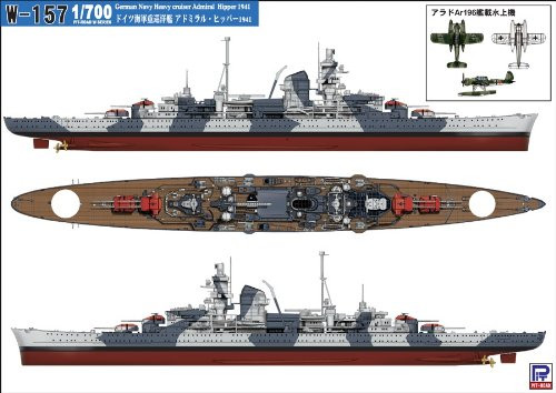 Pit-Road Skywave W-157 German Navy Heavy Cruiser Admiral Hipper 1941 1/700 Scale Kit (4986470016863)