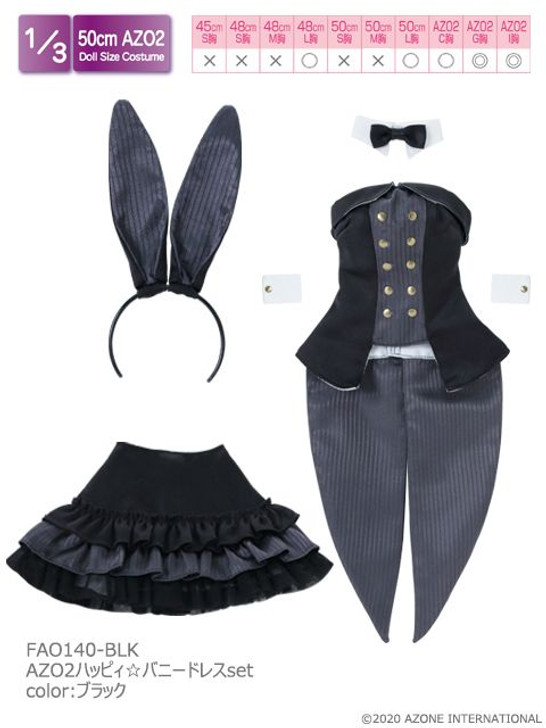 Azone FAO140-BLK 1/3 Azo2 Happy Bunny Dress Set (Black)
