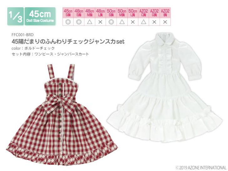 Azone FFC001-BRD 1/3 Light Pinafore Sundress Set (Red Plaid)