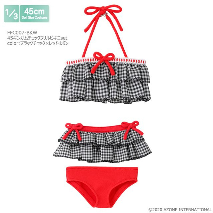 Azone FFC007-BKW 1/3 Frilly Gingham Bikini Set (Black Gingham & Red Bows)