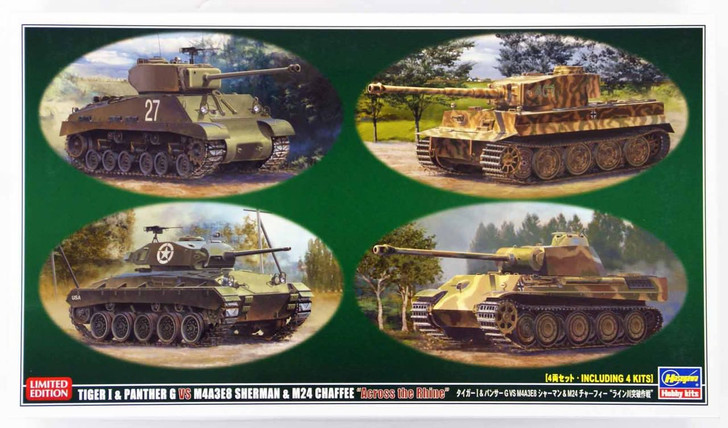 Hasegawa 30035 Tiger I & Panther G VS M4A3E8 Sherman & M24 Chaffee 1/72 Scale Kit