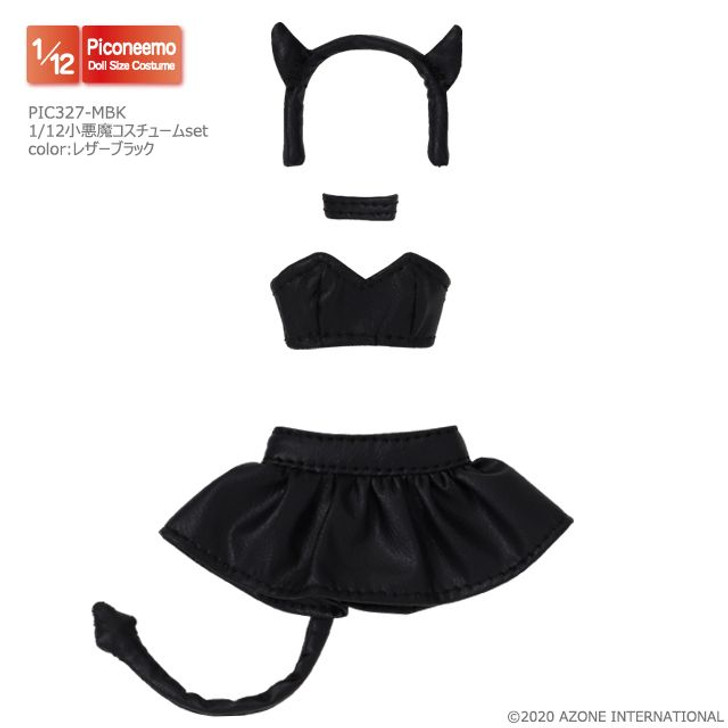 Azone PIC327-MBK 1/12 Picco Neemo Little Devil Costume Set (Leather Black)