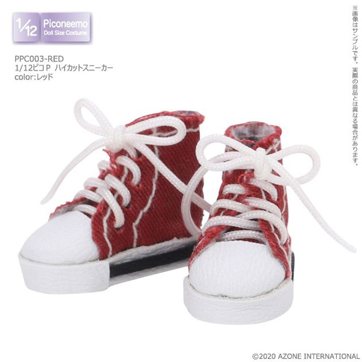 Azone PPC003-RED 1/12 Picco Neemo Picco P High Cut Sneakers (Red)