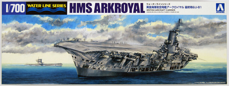 Aoshima Waterline 10228 British Aircraft Carrier HMS ARKROYAL 1941 & U-81 1/700 Scale Kit (4905083010228)