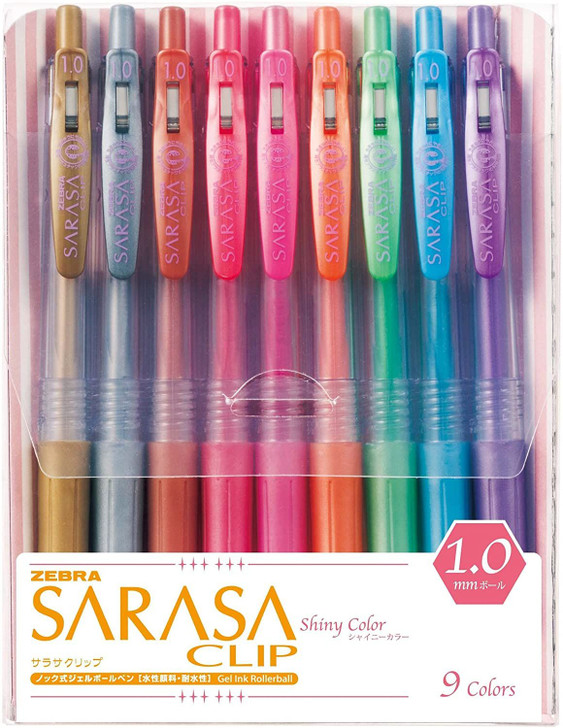 Zebra Sarasa Clip Ballpoint Pen 1.0mm Shiny Color 9 Color Set