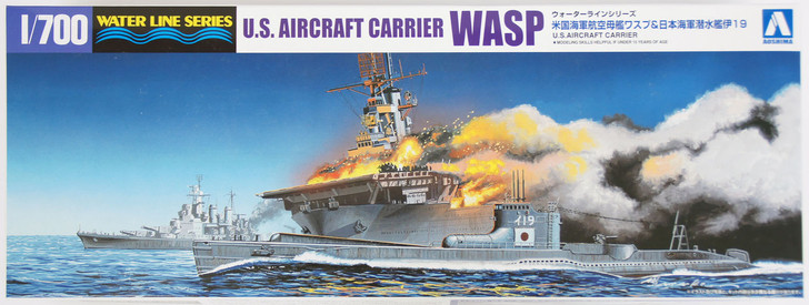 Aoshima Waterline 10303 US Aircraft Carrier WASP & Submarine I-19 1/700 scale kit (4905083010303)