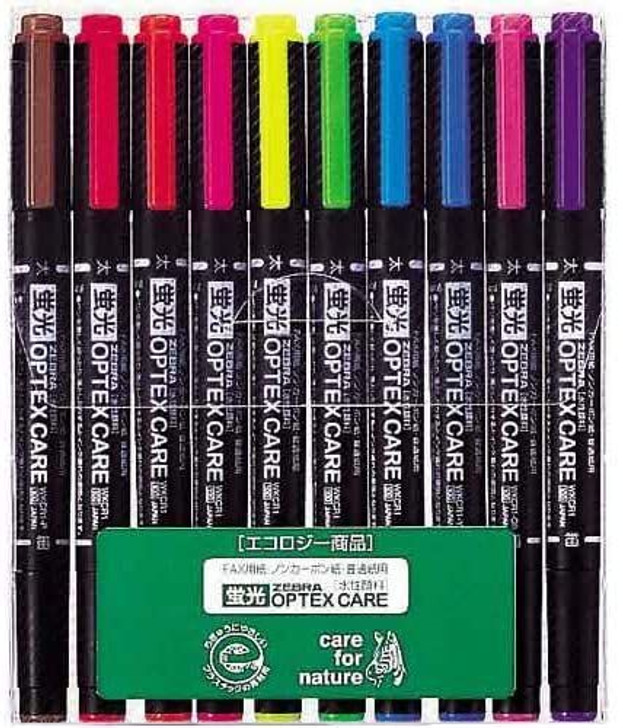 Zebra Optex Care Highlighter Pen 10 Color Set