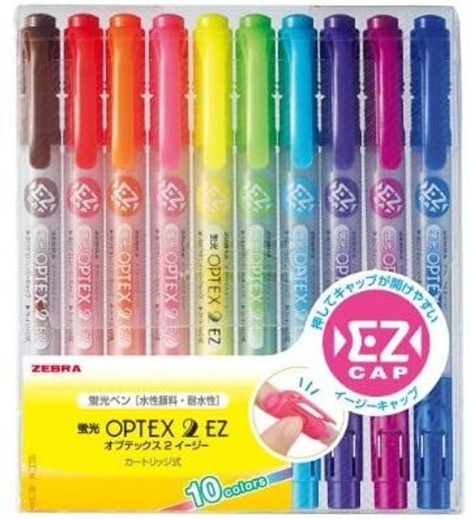 Zebra Optex 2 EX Highlighter Pen 10 Color Set