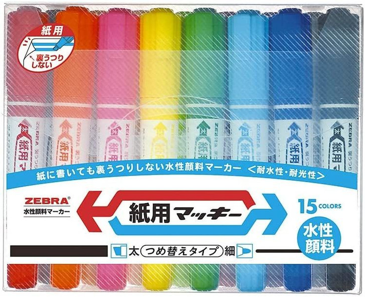 Zebra Mckee For Paper Ｗater-based Marker 15 Color Set