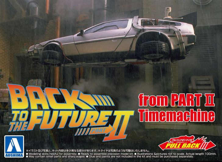 Aoshima Back to the Future 1/43 Pull Back DeLorean Part II Plastic Model