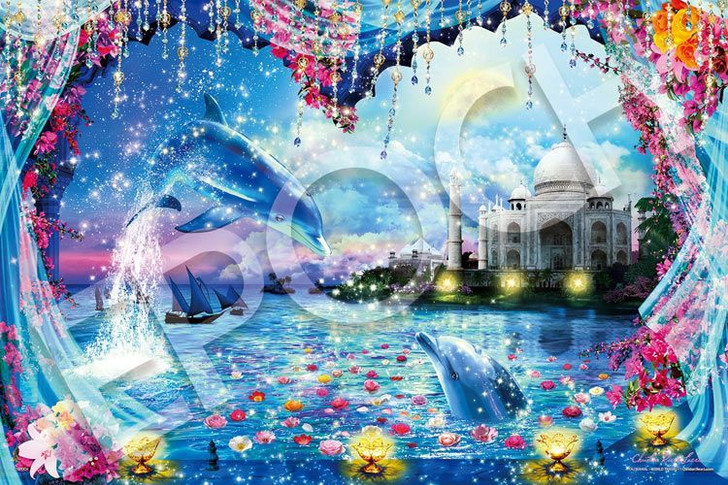 Epoch 23-721s Jigsaw Puzzle Lassen Dolphins in Taj Mahal World Travel (Glow in the Dark) (2016 S-Pieces)