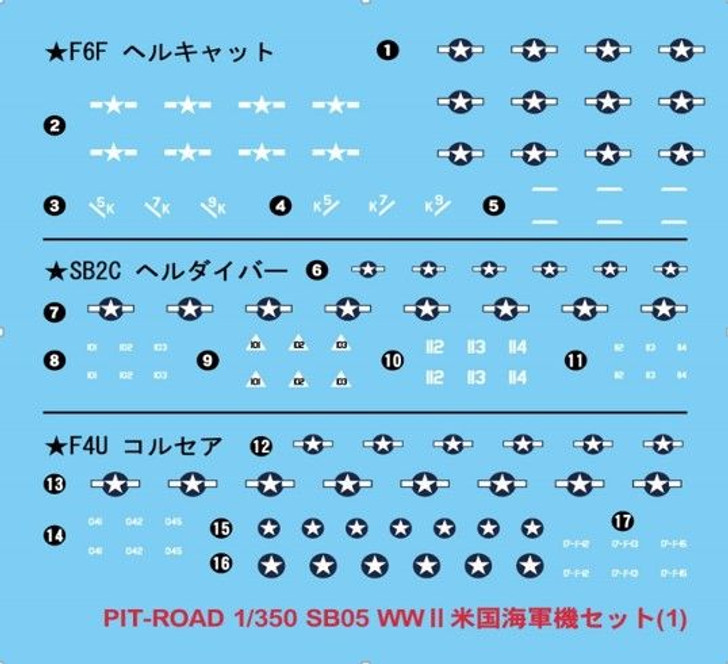Pit-Road 1/350 WW II Decal set for US Navy Aircraft
