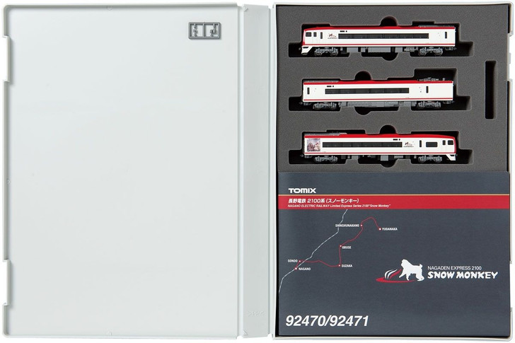 Tomix 92471 Nagano Electric Railway Series 2100 (Snow Monkey/E2 Configuration/ New Painting) 3 Cars Set (N scale)