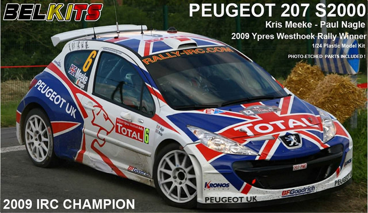 Aoshima (BELKitS) 84298 Peugeot 207 S2000 2009 IRC Champion 1/24 Scale Kit (4905083084298)