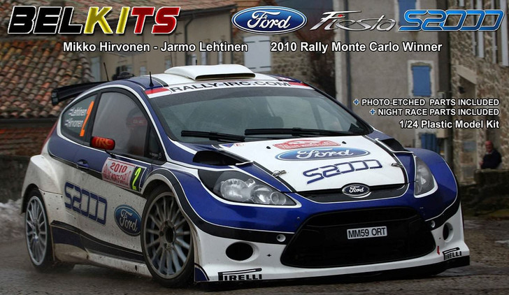 Aoshima (BELKitS) 84304 Ford Fiesta S2000 2010 Rally Monte Carlo Winner 1/24 Scale Kit (4905083084304)