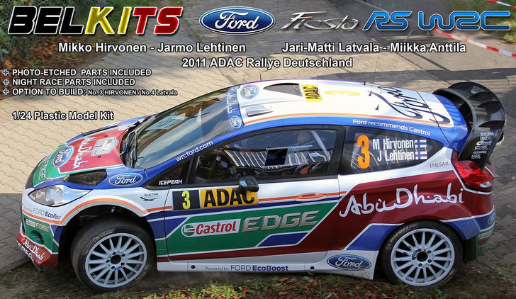 Aoshima (BELKitS) 84311 Ford Fiesta RC WRC 2011 ADAC Rallye Deutschland 1/24 Scale Kit (4905083084311)